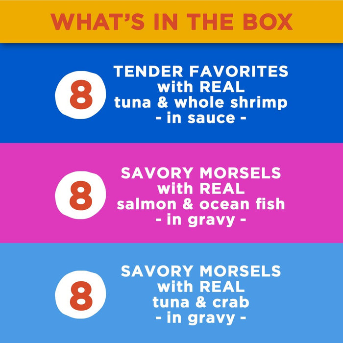 Meow Mix Seafood Selections Wet Cat Food with Shrimp, Salmon, Crab & Tuna Flavor - 2.75oz/24ct Variety Pack