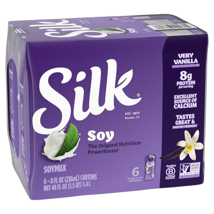 Silk Shelf-Stable Very Vanilla Soy Milk - 6ct/8 fl oz Boxes