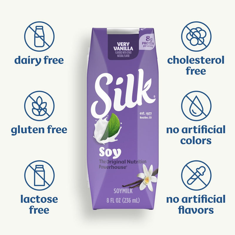 Silk Shelf-Stable Very Vanilla Soy Milk - 6ct/8 fl oz Boxes