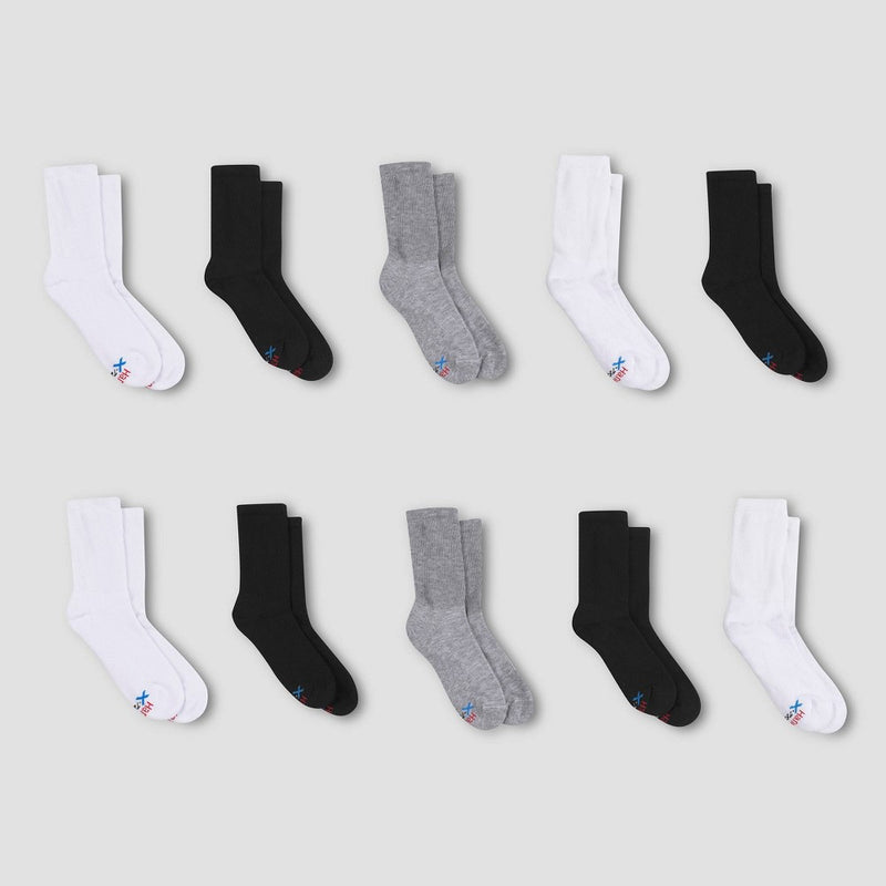 Hanes Boys' X-Temp Crew 10pk Athletic Socks - Color May Vary M
