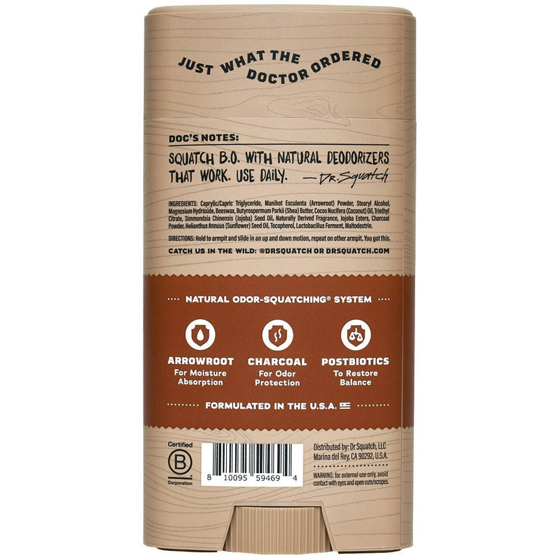 DR. SQUATCH Men's Natural Deodorant - Wood Barrel Bourbon - 2.65oz