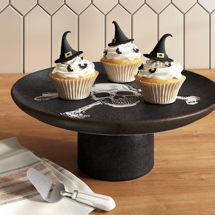 Halloween skull Stoneware Dessert and Cupcake Stand Black - Threshold