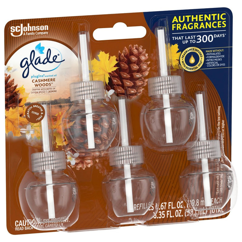 Glade PlugIns Scented Oil Air Freshener Refills Cashmere Woods - 3.35 fl oz/5ct