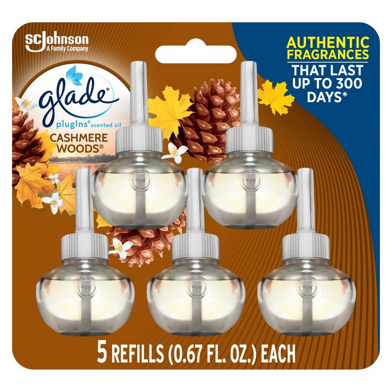 Glade PlugIns Scented Oil Air Freshener Refills Cashmere Woods - 3.35 fl oz/5ct