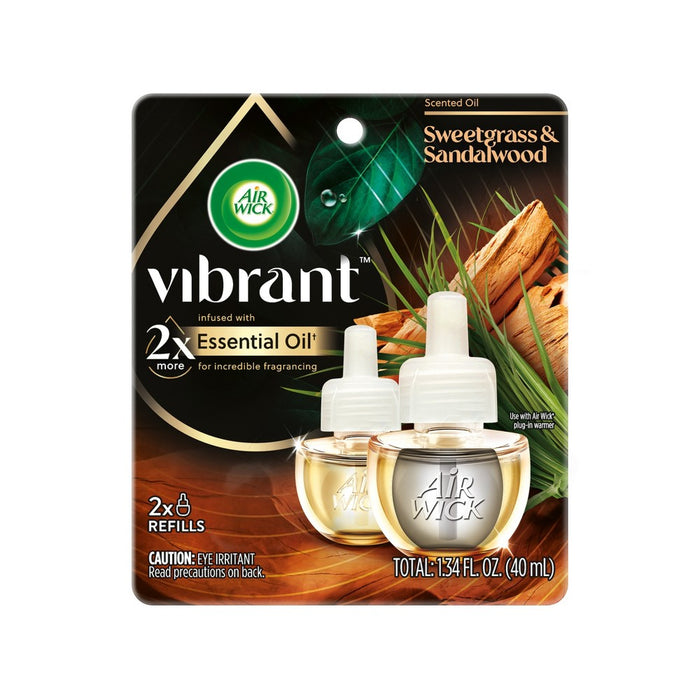 Air Wick Vibrant Scented Oil Air Freshener Refills Sweetgrass & Sandalwood - 1.34 fl oz/2pk