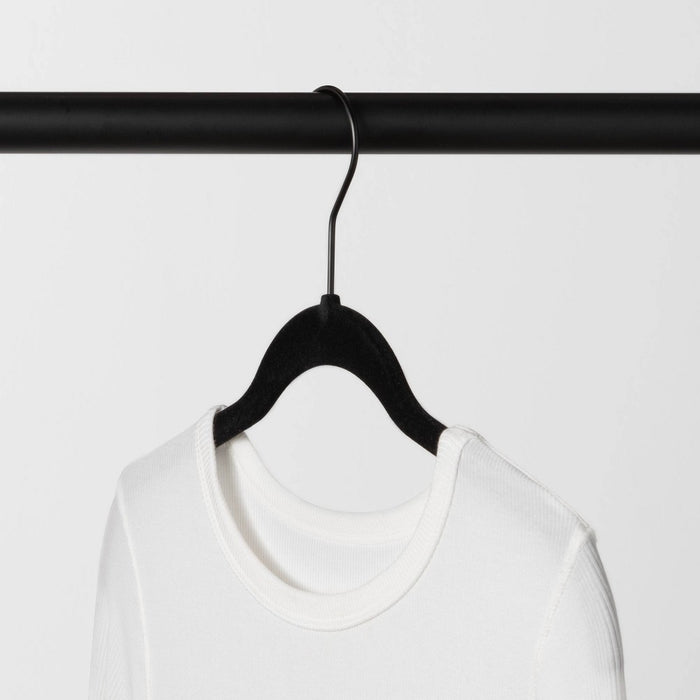10pk Shirt Flocked Hangers Black - Brightroom