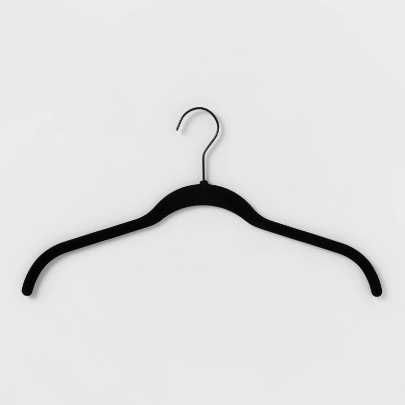 10pk Shirt Flocked Hangers Black - Brightroom