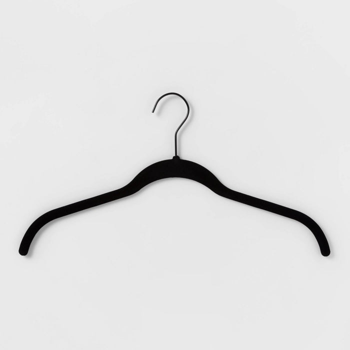 10pk Shirt Flocked Hangers Black - Brightroom