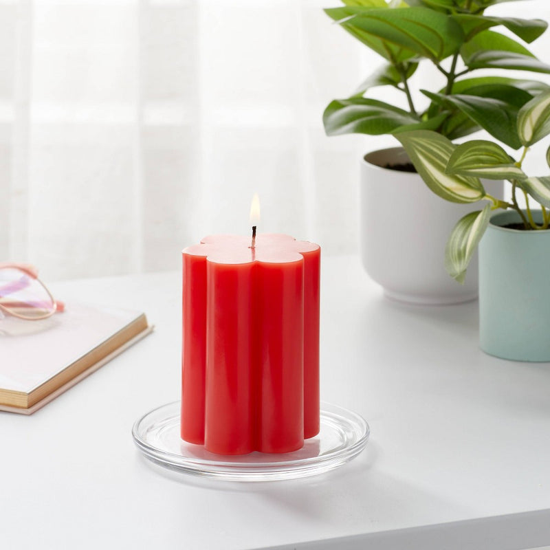 3.75" Flower Shaped Pillar Candle Red - Room Essentials