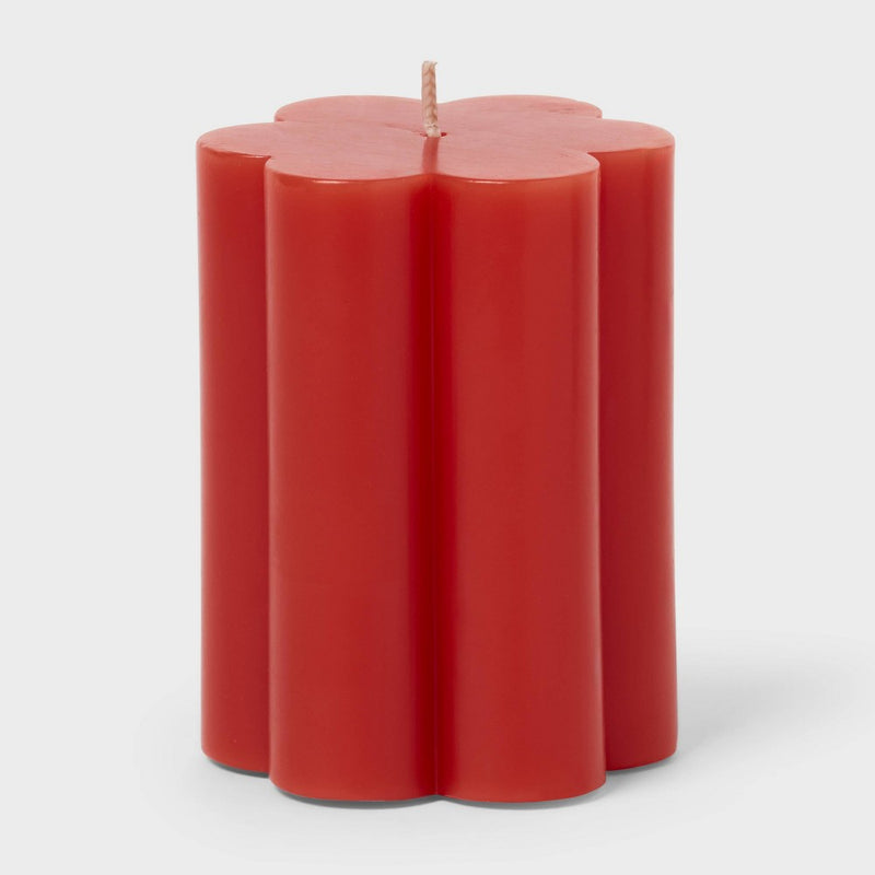 3.75" Flower Shaped Pillar Candle Red - Room Essentials