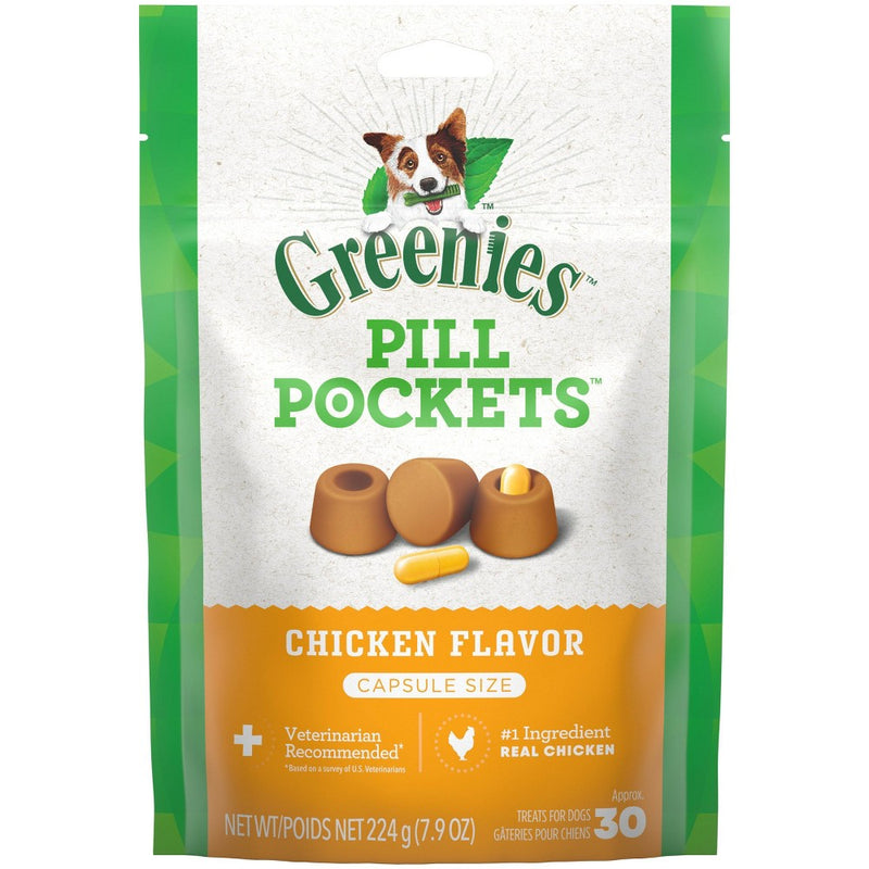 Greenies Chewy Dog Treats Pill Pockets Chicken Capsule Size - 7.9oz/30ct