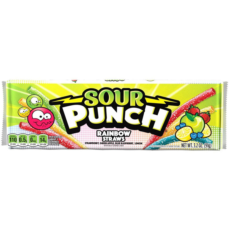 Sour Punch Rainbow Straws Candy - 3.2oz
