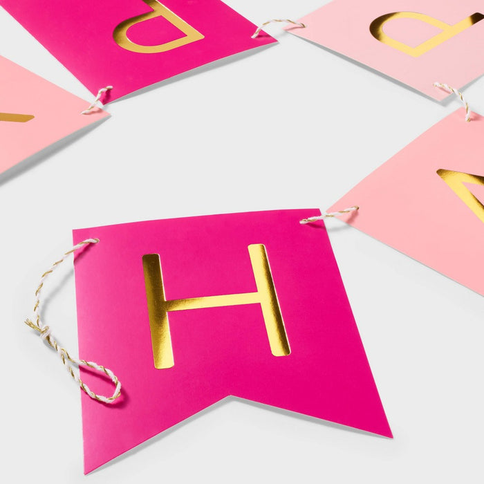 Hot Pink Happy Birthday Banner - Spritz
