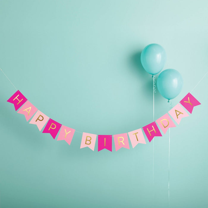 Hot Pink Happy Birthday Banner - Spritz
