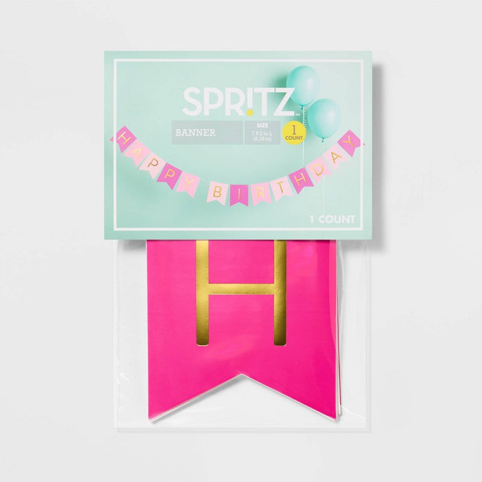 Hot Pink Happy Birthday Banner - Spritz