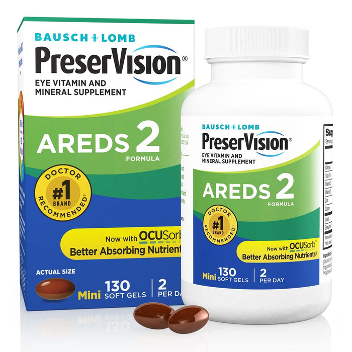 Preservision AREDS 2 Eye Vitamin & Mineral Supplement 130 Softgels exp 01/26