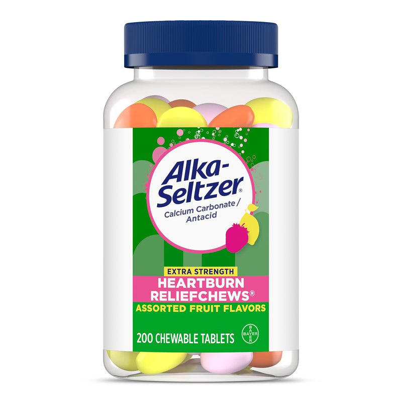 Alka-Seltzer Extra Strength Heartburn Relief Chews, Assorted Fruit Antacid Tablets For Acid Indigestion, Upset And Sour Stomach, 200 Count (Pack Of 1) - Packaging May Vary