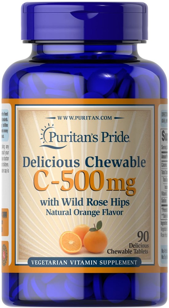 Puritan's Pride Chewable Vitamin C-500 Mg With Rose Hips Chewables, 90 Count