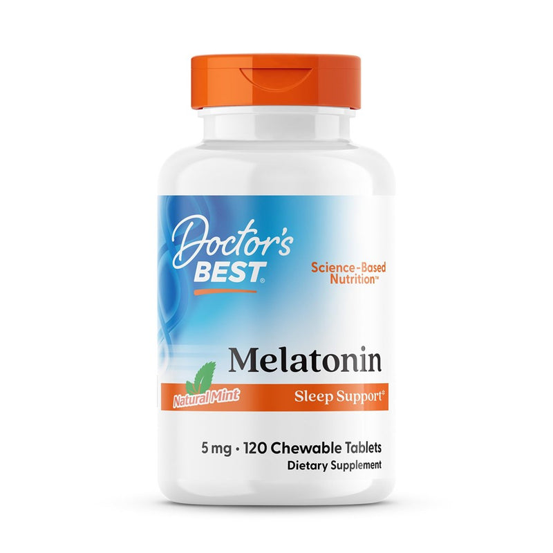 Doctor's Best Melatonin, Helps Promote Healthy Sleep, Jet-Lag, Brain Health & Cognitive Function, Non-GMO, Vegan, Gluten Free, 5 Mg, 120 Chewable Tablets