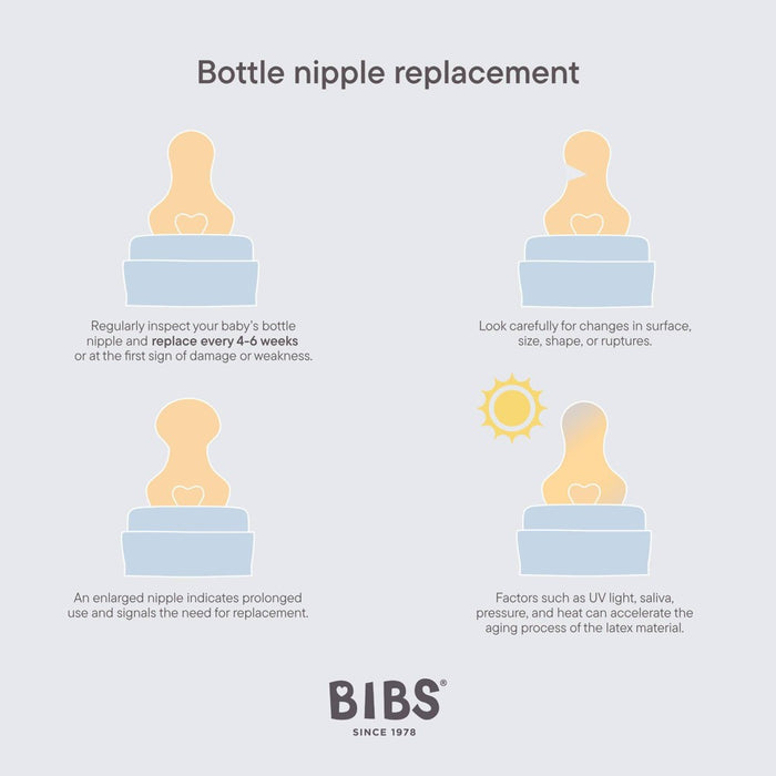 Bibs Latex Slow Flow Bottle Nipple - 2pk