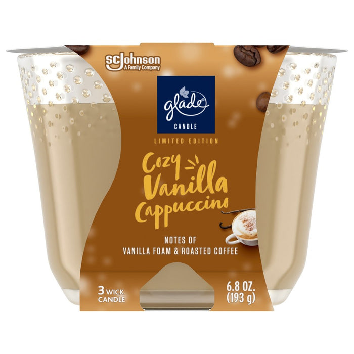 3-Wick Glade Large Candle - Cozy Vanilla Cappuccino - 6.8oz