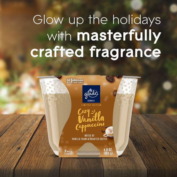 3-Wick Glade Large Candle - Cozy Vanilla Cappuccino - 6.8oz