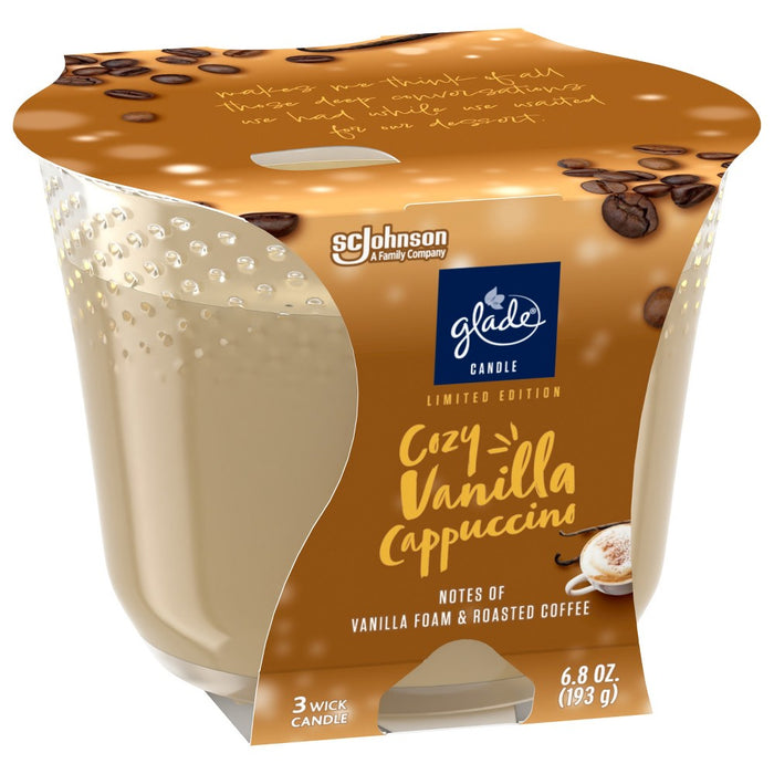 3-Wick Glade Large Candle - Cozy Vanilla Cappuccino - 6.8oz