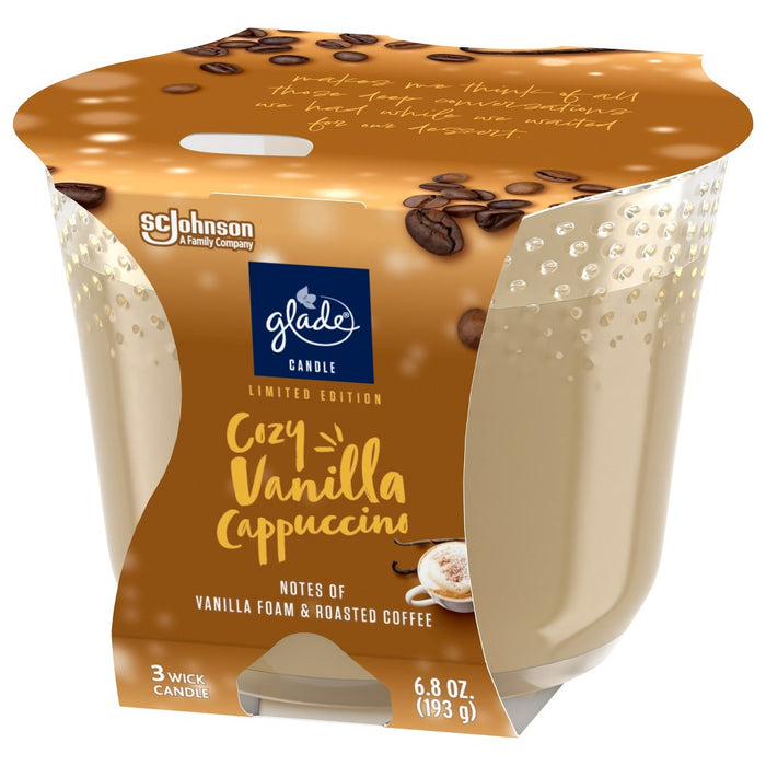 3-Wick Glade Large Candle - Cozy Vanilla Cappuccino - 6.8oz