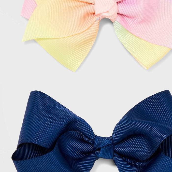 Girls' 2pk Solid Bow Salon Clips - Cat & Jack Pink/Blue