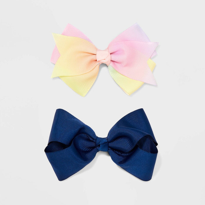 Girls' 2pk Solid Bow Salon Clips - Cat & Jack Pink/Blue