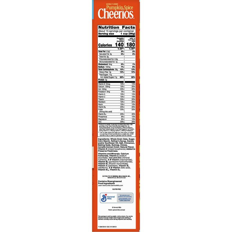Pumpkin Spice Cheerios Family Size Cereal - 18.5oz