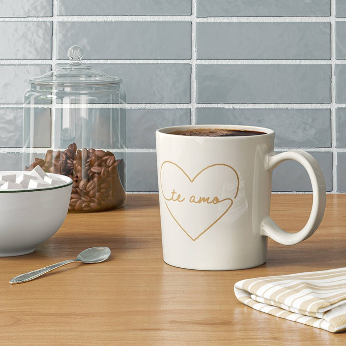 16oz Stoneware Te Amo Mug White - Threshold
