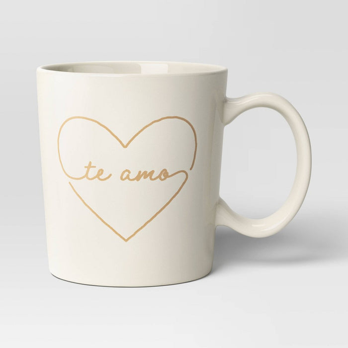 16oz Stoneware Te Amo Mug White - Threshold