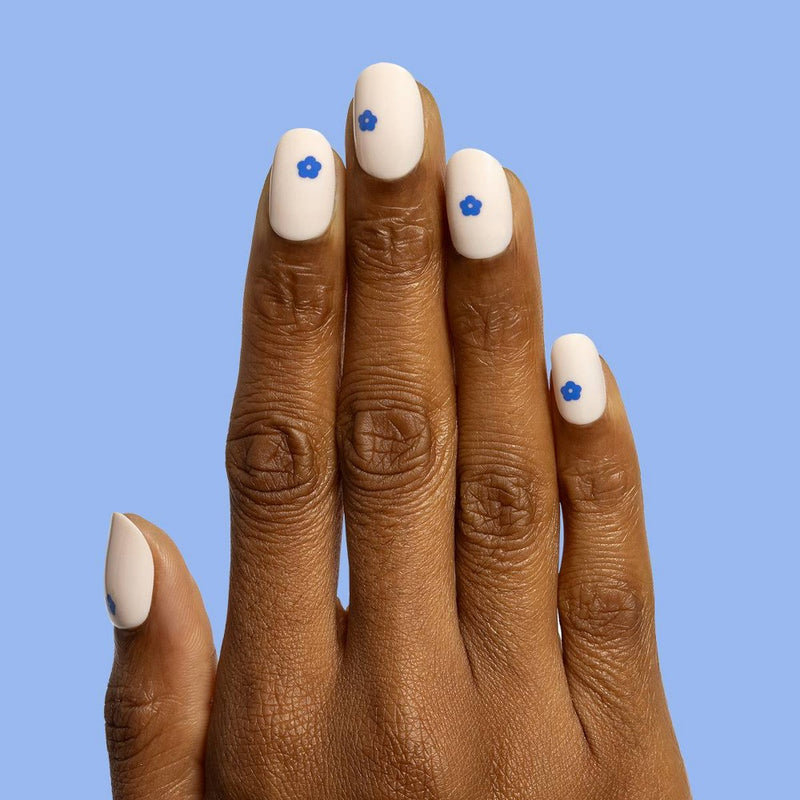 Olive & June Press On Nail Tabs - S Round - Mod Flowers - 32ct: Easy On/Off, 7-Day Wear, Non-Toxic Adhesive, Realistic Fit