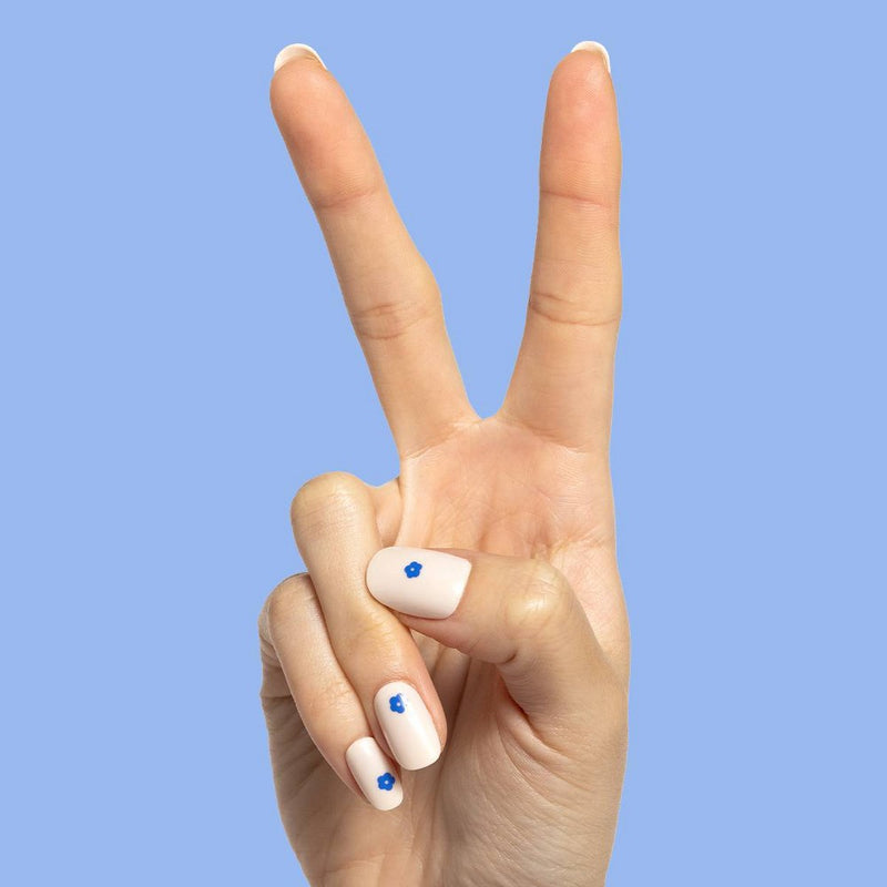 Olive & June Press On Nail Tabs - S Round - Mod Flowers - 32ct: Easy On/Off, 7-Day Wear, Non-Toxic Adhesive, Realistic Fit