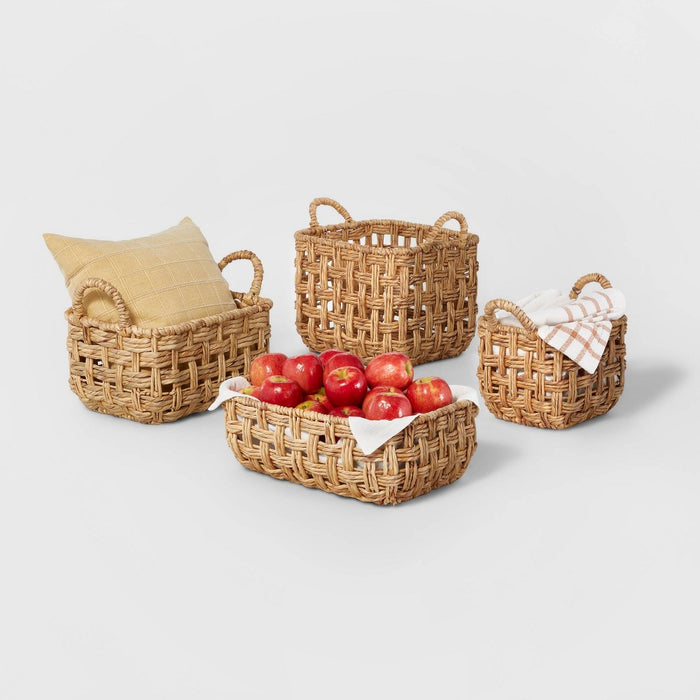 Rectangular Tall Twisted Open Checkered Weave Basket - Brightroom