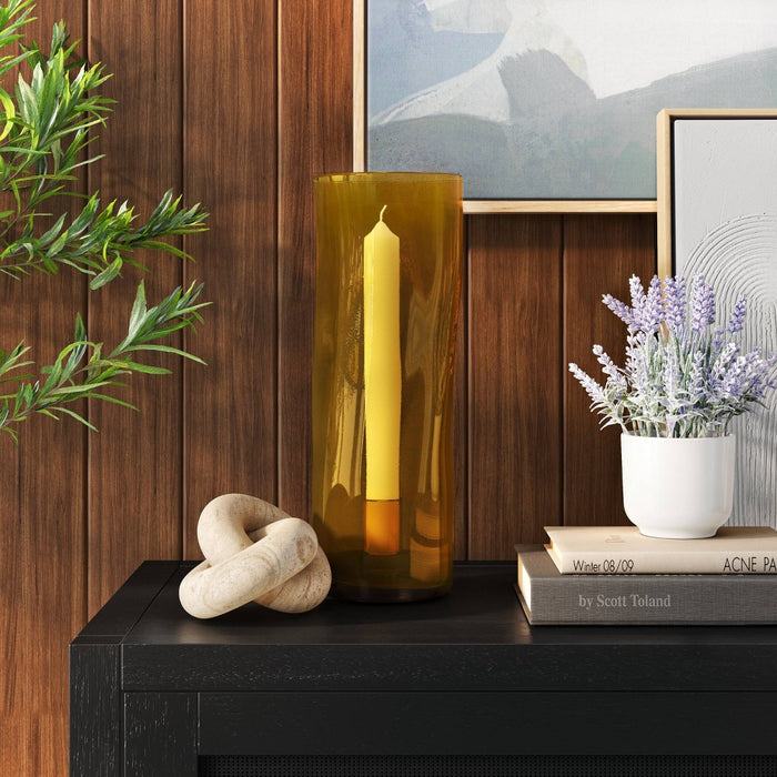 Large Glass Hurricane Taper Candle Holder Yellow - Threshold