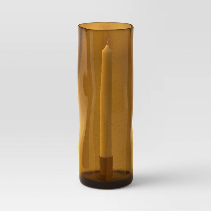 Large Glass Hurricane Taper Candle Holder Yellow - Threshold