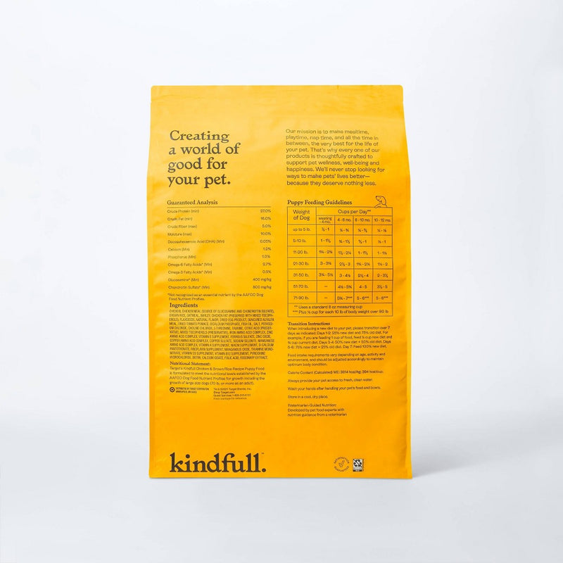 Chicken and Brown Rice Puppy Recipe Dry Dog Food - 23lbs - Kindfull (LOCAL PICKUP ONLY)
