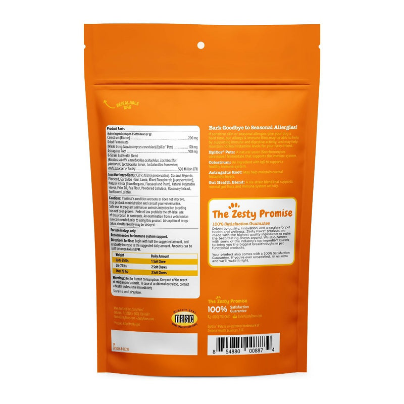 Zesty Paws Allergy and Immune Bites for Dog Lamb Flavor - 60ct