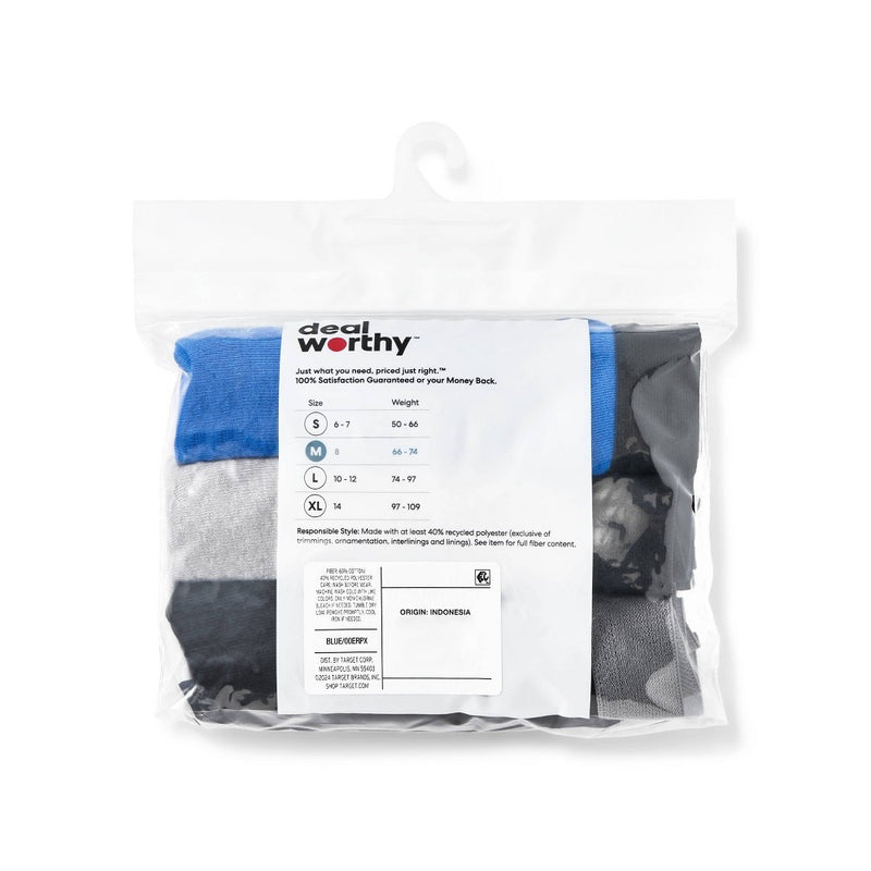 Boys' 3pk Boxer Briefs - Dealworthy Blue/Black/Gray S