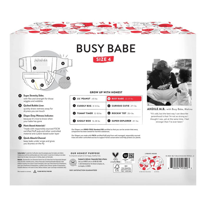 The Honest Company Clean Conscious Disposable Diapers In-RED-Ibly Delicious & So Fetch - Size 4 - 54ct