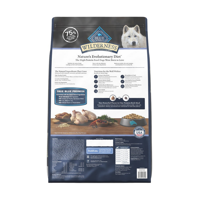 Blue Buffalo Wilderness High Protein Natural Senior Dry Dog Food with Chicken - 24lbs (LOCAL PICKUP ONLY)