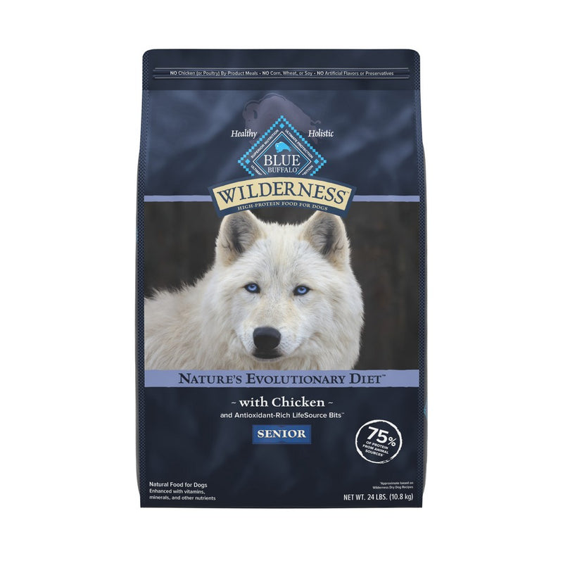 Blue Buffalo Wilderness High Protein Natural Senior Dry Dog Food with Chicken - 24lbs (LOCAL PICKUP ONLY)