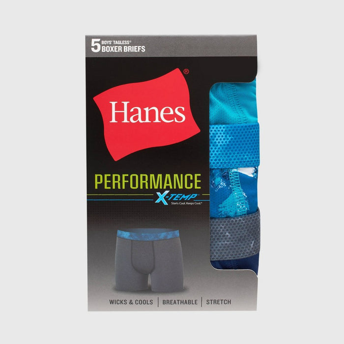 Hanes Boys' 5pk X-Temp Boxer Briefs - Blue XL