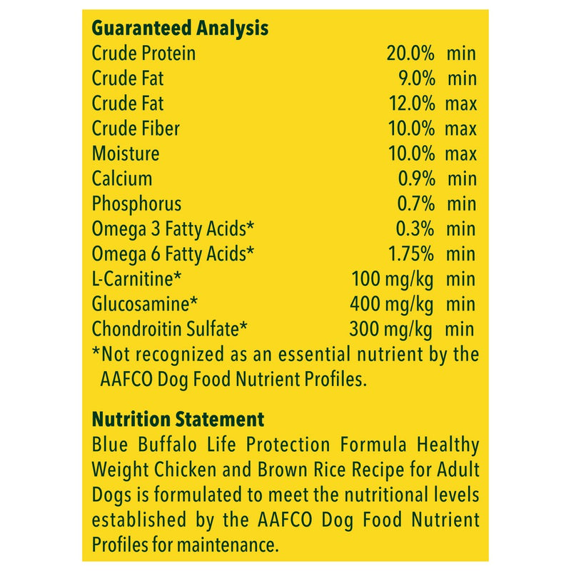 Blue Buffalo Life Protection Formula Natural Adult Healthy Weight Dry Dog Food Chicken and Brown Rice - 24lbs (LOCAL PICKUP ONLY)