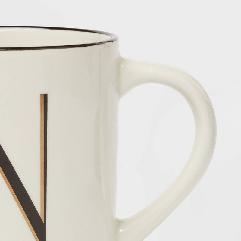 16oz Stoneware Monogram N Mug Ivory - Threshold