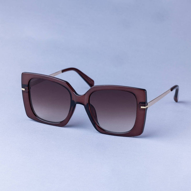 Women's Square Oversize Butterfly Plastic and Metal Sunglasses - A New Day - Walnut Brown