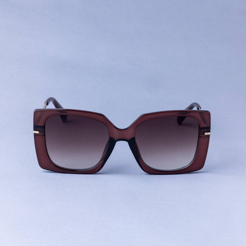 Women's Square Oversize Butterfly Plastic and Metal Sunglasses - A New Day - Walnut Brown