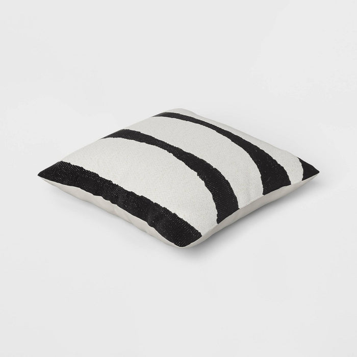Cotton Woven Modern Square Throw Pillow Black - Threshold: Geometric Design, Indoor Decorative Accent, Knife Edge, Polyester Fill